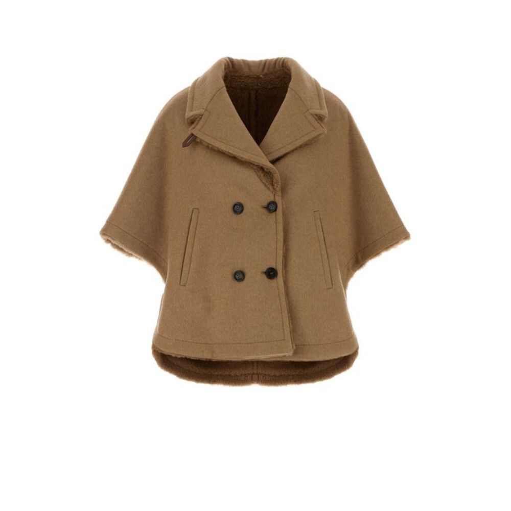 Max Mara Women Beige Camel Memo Cape